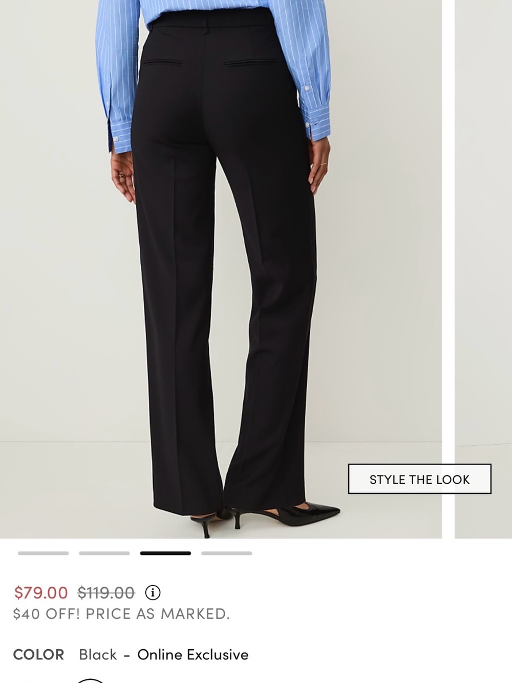 Ann Taylor Black Tailored Straight-Leg Dress Pants SIZE 4 PETITE